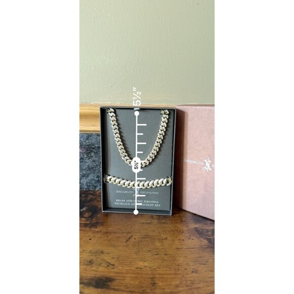 Brooklyn Exchange Brass & Cubic Zirconia Necklace & Bracelet Set - Picture 13 of 13